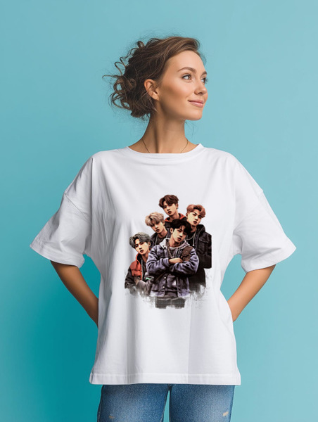 Заказать мужскую футболку в Москве. Футболка оверсайз Stray kids  от Александр Серебренников - готовые дизайны и нанесение принтов.
