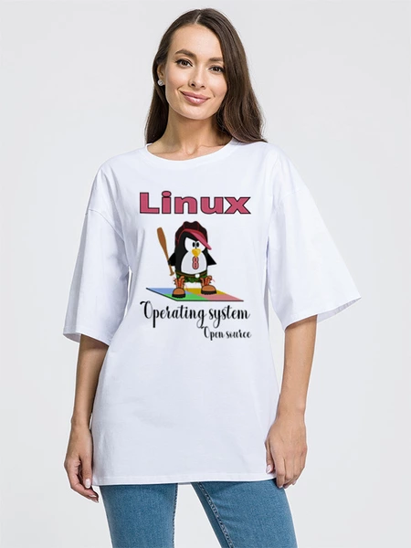 Заказать мужскую футболку в Москве. Футболка оверсайз Linux 3 от Владимир Довженко - готовые дизайны и нанесение принтов.