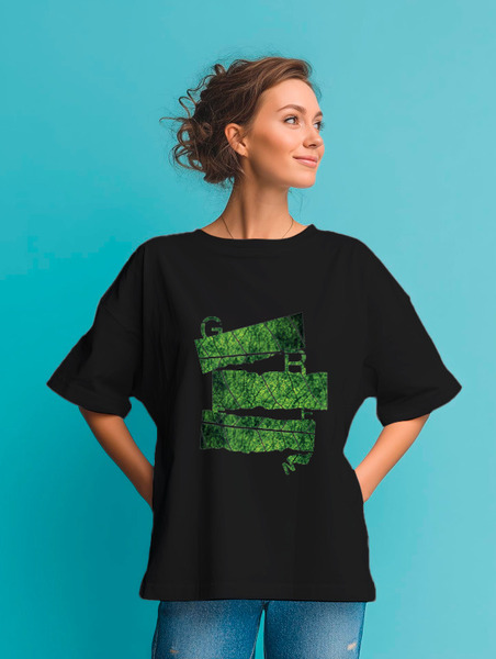 Заказать мужскую футболку в Москве. Футболка оверсайз Evergreen Letters от CoolColor  - готовые дизайны и нанесение принтов.
