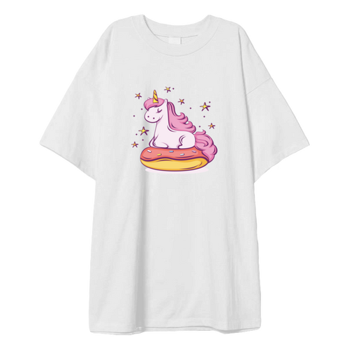 Заказать мужскую футболку в Москве. Футболка оверсайз Unicorn Donut от Jimmy Flash - готовые дизайны и нанесение принтов.