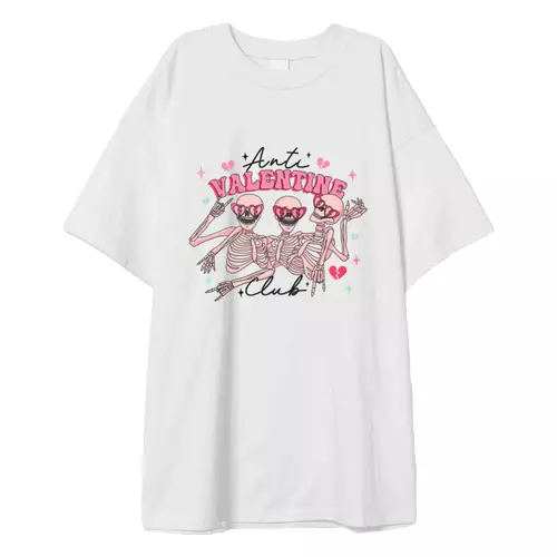 Заказать мужскую футболку в Москве. Футболка оверсайз Anti Valentine Club от Александр Серебренников - готовые дизайны и нанесение принтов.
