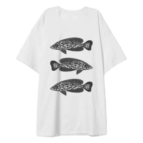 Заказать мужскую футболку в Москве. Футболка оверсайз Три рыбы от Alexey Evsyunin - готовые дизайны и нанесение принтов.