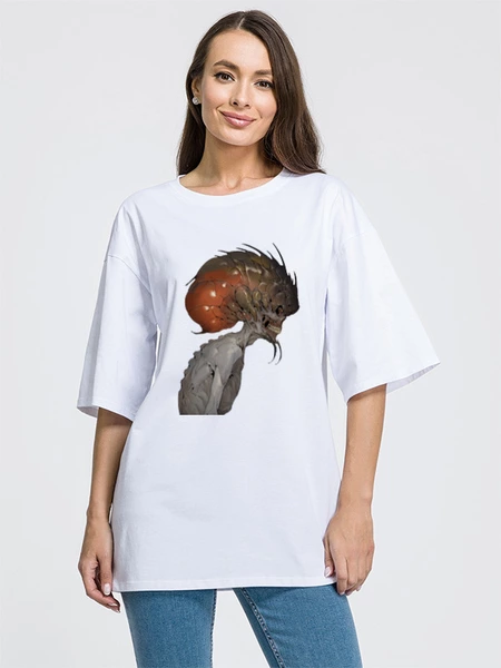 Заказать мужскую футболку в Москве. Футболка оверсайз Блошиный череп от Дана Столыпина - готовые дизайны и нанесение принтов.