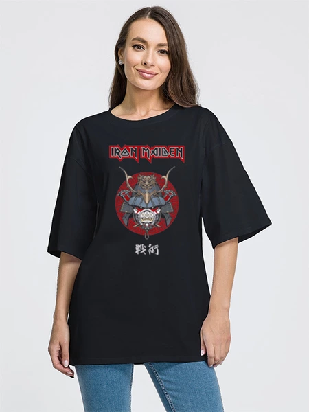 Заказать мужскую футболку в Москве. Футболка оверсайз Iron Maiden от Leichenwagen - готовые дизайны и нанесение принтов.