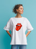 Заказать мужскую футболку в Москве. Футболка оверсайз The Rolling Stones от Jimmy Flash - готовые дизайны и нанесение принтов.