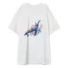 Заказать мужскую футболку в Москве. Футболка оверсайз Синий кит с цветами от tigerda  - готовые дизайны и нанесение принтов.