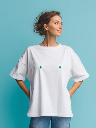 Заказать мужскую футболку в Москве. Футболка оверсайз «Ели на теле» от Соль  - готовые дизайны и нанесение принтов.