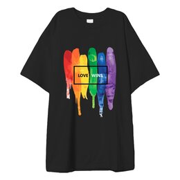 Заказать мужскую футболку в Москве. Футболка оверсайз Watercolor  Love Wins Rainbow  от cherdantcev - готовые дизайны и нанесение принтов.