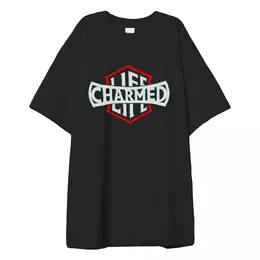 Заказать мужскую футболку в Москве. Футболка оверсайз Life Charmed от Leichenwagen - готовые дизайны и нанесение принтов.