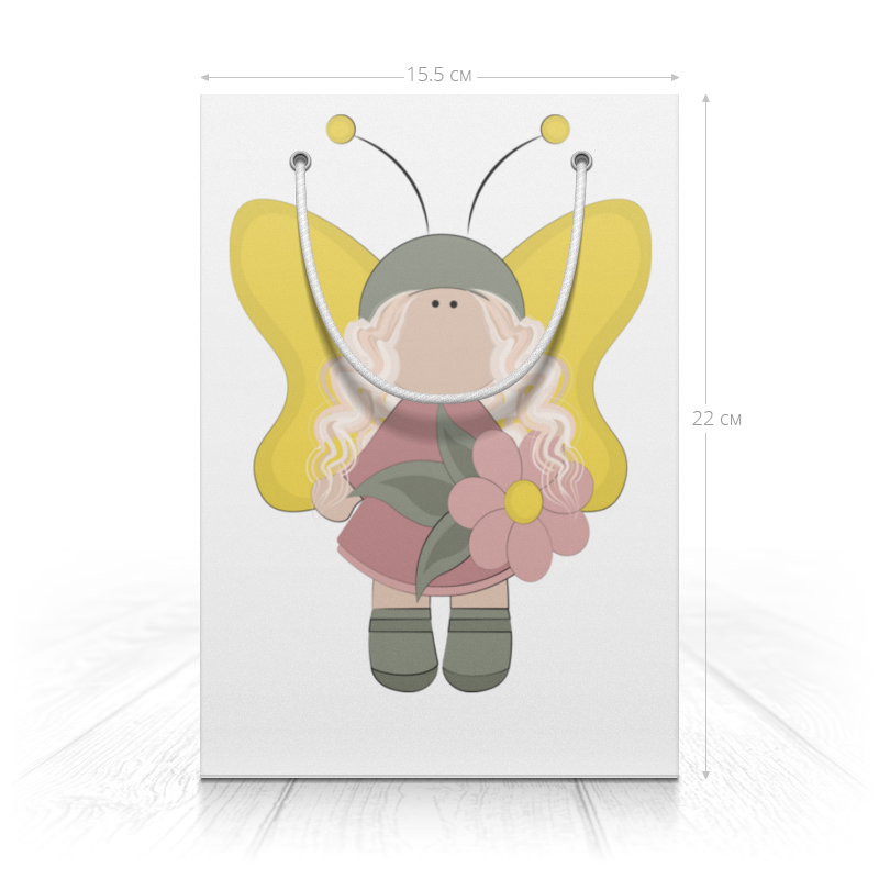 Printio Пакет 15.5x22x5 см Фея с желтыми крыльями детская мультяшная тату наклейка девушка цветок фея бабочка часы забавная тату наклейка вечерние