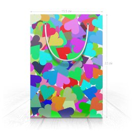 Заказать пакет в Москве. Пакет 15.5x22x5 см Разноцветные сердца (для подарочной упаковки) от Achadidi.printio.ru  - готовые дизайны и нанесение принтов.