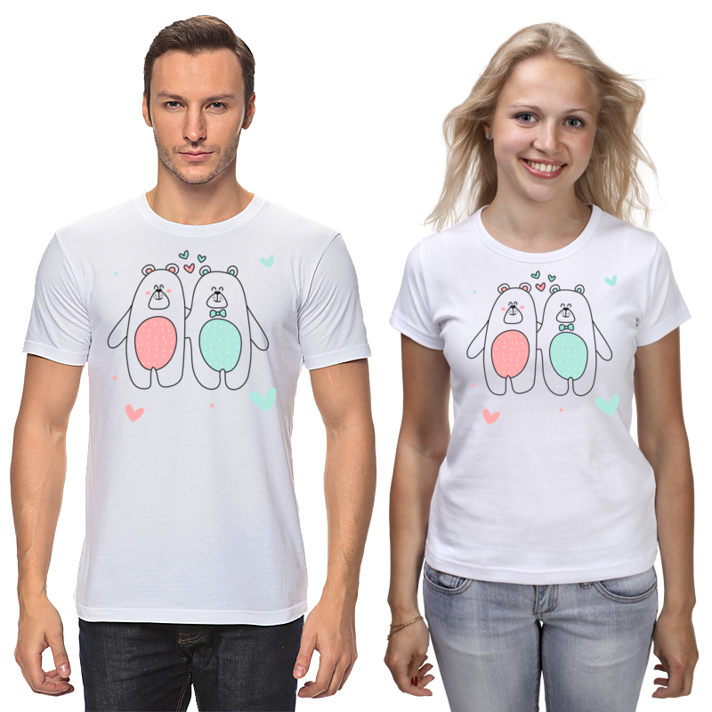 Printio Футболки парные Мишки printio футболка с полной запечаткой для девочек романтичные мишки парные футболки