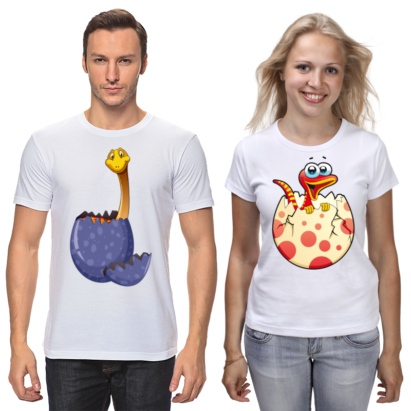 Printio Футболки парные Счастливое яйцо динозавра printio футболка с полной запечаткой для девочек счастливое яйцо динозавра