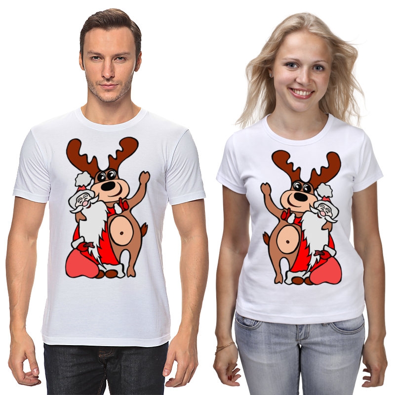 printio футболки парные дед мороз с оленем Printio Футболки парные Дед мороз с оленем