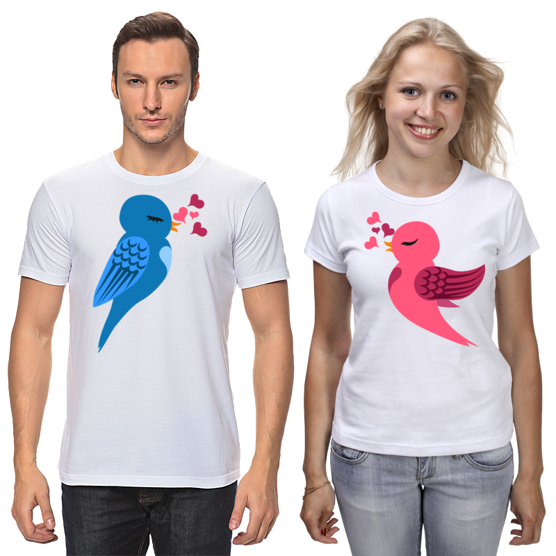 Printio Футболки парные Влюбленные птички printio футболка с полной запечаткой мужская влюбленные птички парные футболки