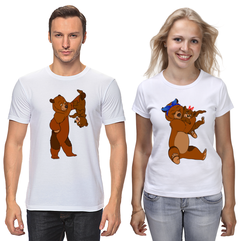 Printio Футболки парные Медведь и медведица комплект женский размер s цвет черника