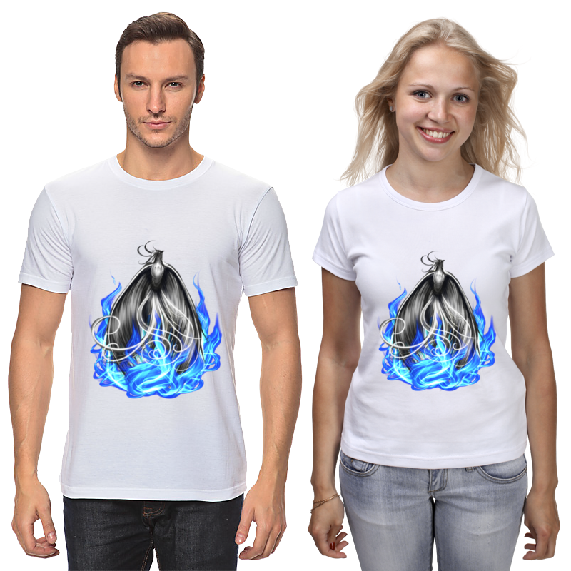 женская футболка абстракция женщина и птица s белый Printio Футболки парные Огненный феникс