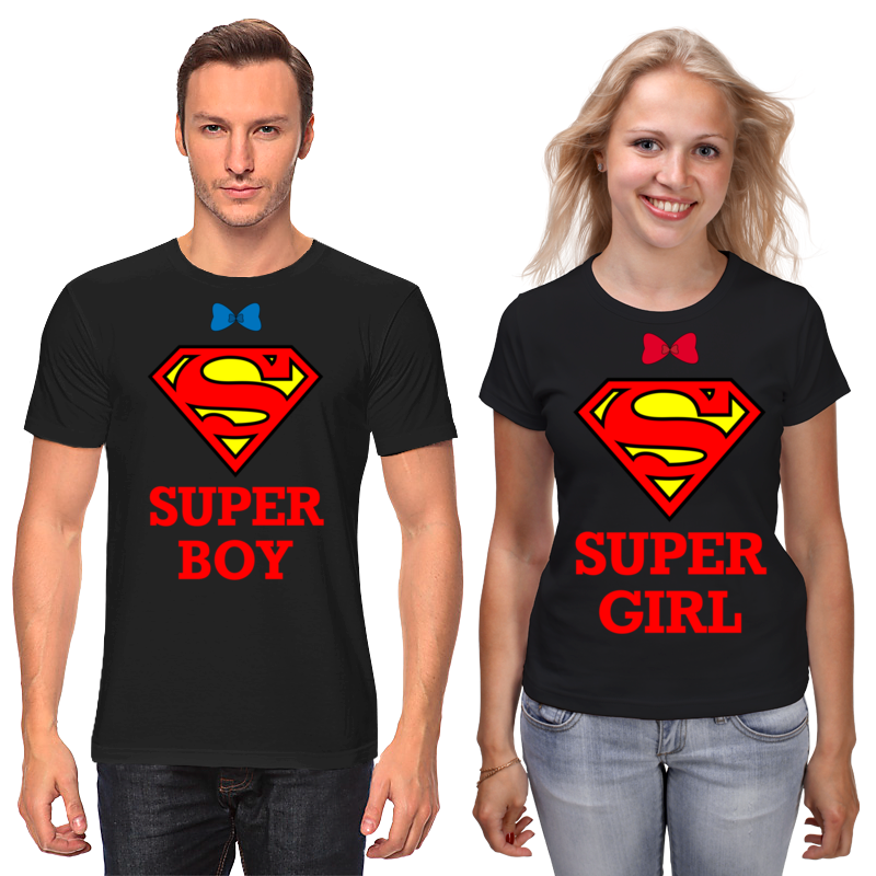 Printio Футболки парные Super boy super girl