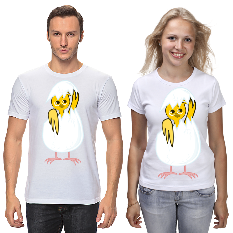 Printio Футболки парные Желтый новорожденный цыпленок мужская футболка привет лето тропическая иллюстрация с фламинго s желтый