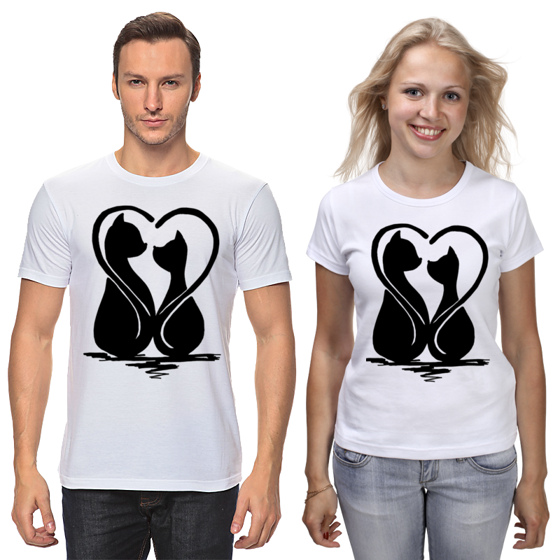 Printio Футболки парные Влюбленные коты printio футболка с полной запечаткой женская влюбленные коты парные футболки