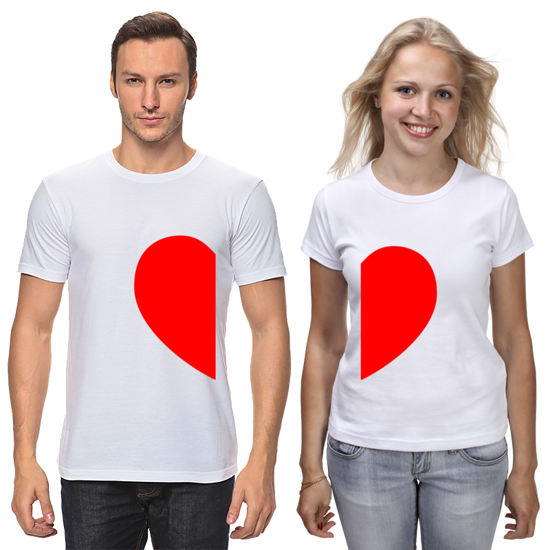 printio футболки парные одна любовь на двоих Printio Футболки парные Одно сердце на двоих