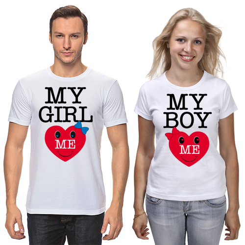 Заказать парные футболки в Москве. Футболки парные My girl love Me.  My boy love Me.  от Celluloid - готовые дизайны и нанесение принтов.