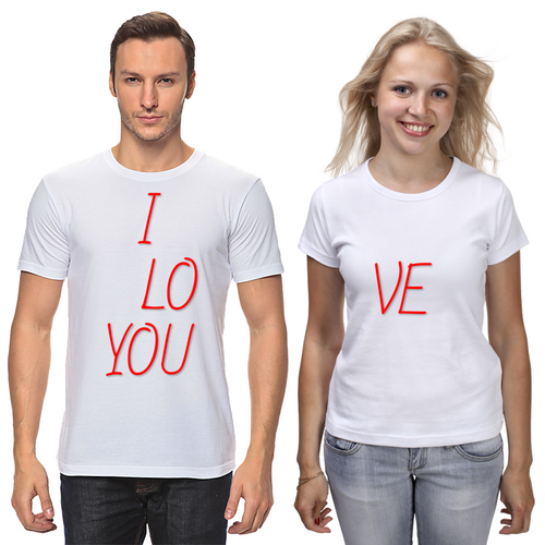 Заказать парные футболки в Москве. Футболки парные I love you от IrinkaArt  - готовые дизайны и нанесение принтов.