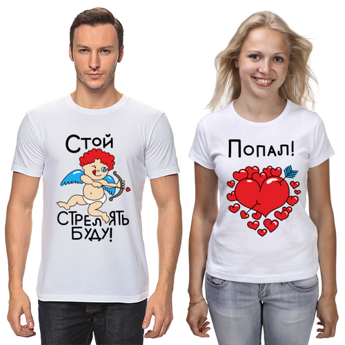Заказать парные футболки в Москве. Футболки парные Купидон и сердце от Didal  - готовые дизайны и нанесение принтов.