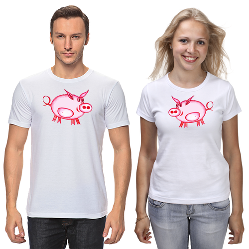 Заказать парные футболки в Москве. Футболки парные Розовый поросёнок  от p_i_r_a_n_y_a  - готовые дизайны и нанесение принтов.