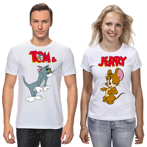 Заказать парные футболки в Москве. Футболки парные Том и Джерри от queen  - готовые дизайны и нанесение принтов.