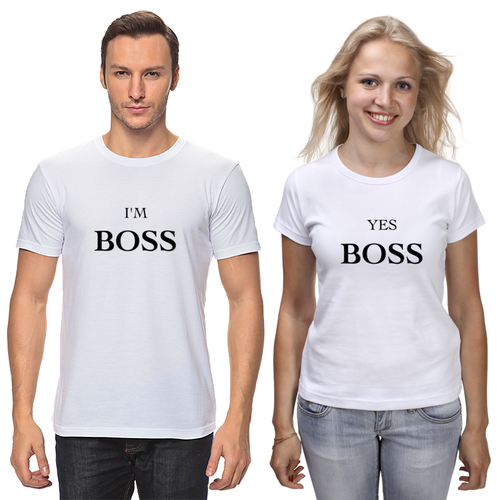 Заказать парные футболки в Москве. Футболки парные I'm Boss! Yes Boss от Анастасия Вахрушева - готовые дизайны и нанесение принтов.