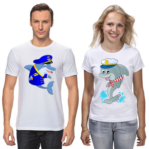 Заказать парные футболки в Москве. Футболки парные Дельфины от T-shirt print  - готовые дизайны и нанесение принтов.