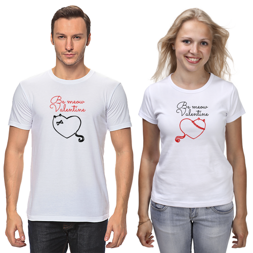Заказать парные футболки в Москве. Футболки парные Be meow Valentine от harbavets@gmail.com - готовые дизайны и нанесение принтов.