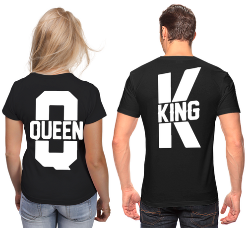 Заказать парные футболки в Москве. Футболки парные King and queen от queen  - готовые дизайны и нанесение принтов.