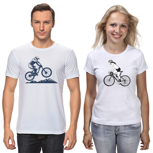 Заказать парные футболки в Москве. Футболки парные Велосипедисты  от T-shirt print  - готовые дизайны и нанесение принтов.