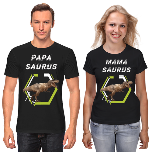 Заказать парные футболки в Москве. Футболки парные РодителиSaurus от kaluginn26@gmail.com - готовые дизайны и нанесение принтов.