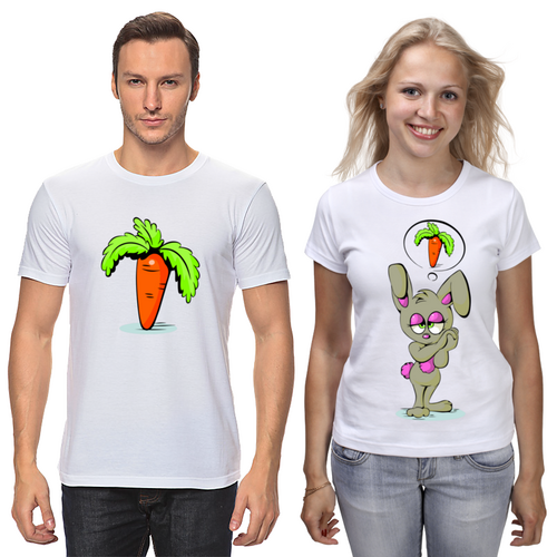 Заказать парные футболки в Москве. Футболки парные Зайка и морковь от T-shirt print  - готовые дизайны и нанесение принтов.