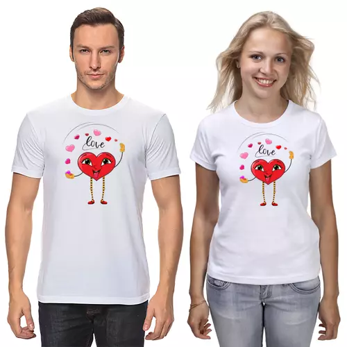 Заказать парные футболки в Москве. Футболки парные Сердце влюбленное от Lot_ta  - готовые дизайны и нанесение принтов.