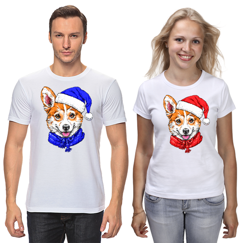 Заказать парные футболки в Москве. Футболки парные Новый год от T-shirt print  - готовые дизайны и нанесение принтов.