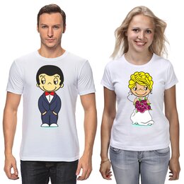 Заказать парные футболки в Москве. Футболки парные Жених и невеста  от T-shirt print  - готовые дизайны и нанесение принтов.