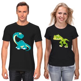 Заказать парные футболки в Москве. Футболки парные Динозавр от trugift - готовые дизайны и нанесение принтов.