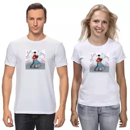 Заказать парные футболки в Москве. Футболки парные Влюбленные от kuznetsovanataly@mail.ru - готовые дизайны и нанесение принтов.