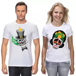 Заказать парные футболки в Москве. Футболки парные Пара черепов от IrinkaArt  - готовые дизайны и нанесение принтов.