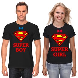 Заказать парные футболки в Москве. Футболки парные Super Boy Super Girl от Celluloid - готовые дизайны и нанесение принтов.
