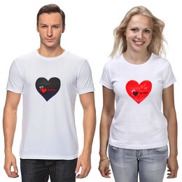 Заказать парные футболки в Москве. Футболки парные My love / My heart от tatyanafrancolebian@gmail.com - готовые дизайны и нанесение принтов.