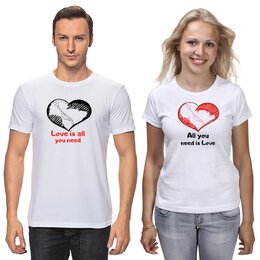 Заказать парные футболки в Москве. Футболки парные All you need is Love от e.ermakova87@mail.ru - готовые дизайны и нанесение принтов.