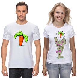Заказать парные футболки в Москве. Футболки парные Зайка и морковь от T-shirt print  - готовые дизайны и нанесение принтов.