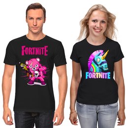 Заказать парные футболки в Москве. Футболки парные Fortnite    от T-shirt print  - готовые дизайны и нанесение принтов.