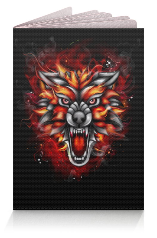 кожаная обложка для паспорта с изображением огненного дракона Printio Обложка для паспорта Wolf & fire