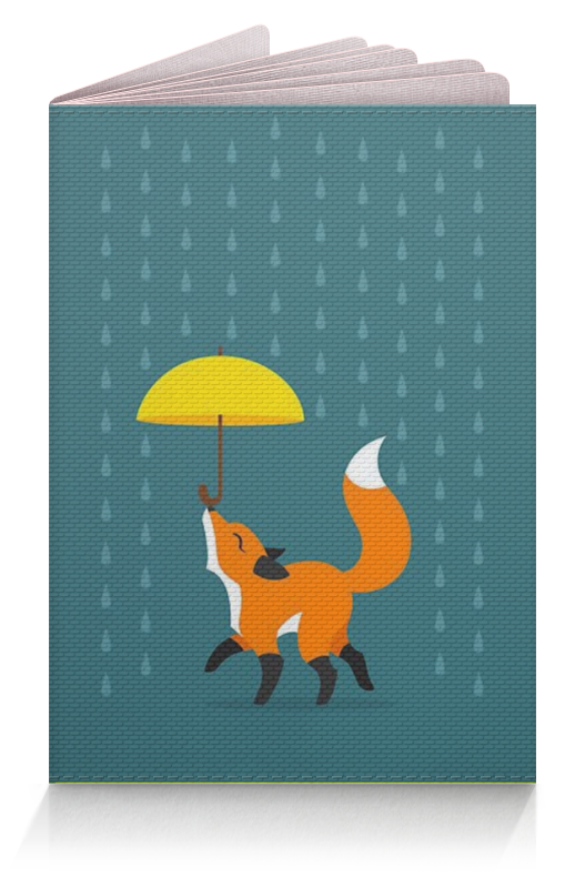 Printio Обложка для паспорта Гуляющая лиса с зонтиком под дождём
